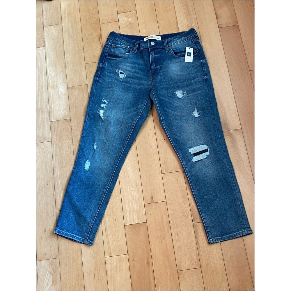 Gap Best Girlfriend Jeans Womens 28R Blue Distressed Medium Wash Denim 1969